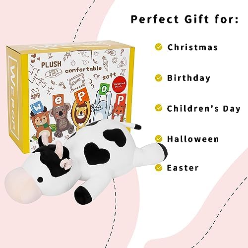 IdeaMeme Weighted Plush Cow 24 42 lbs Stuffed Animal Pillow