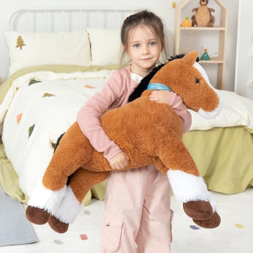 MaoGoLan 33-Inch Brown Plush Horse Pillow Toy