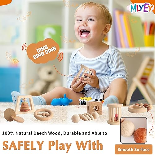 MLYEY Wooden Baby Toy Set 8pcs Montessori Toys for Infants