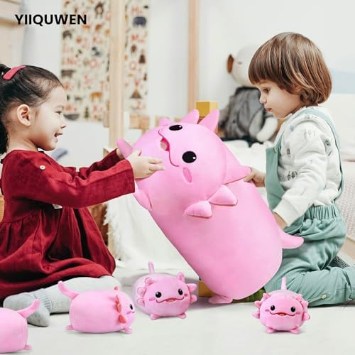 YIIQUWEN Axolotl Plush Family Set with 4 Baby Pillows