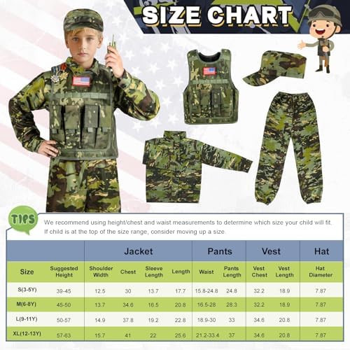 Metemot Kids Army Costume Set for Halloween