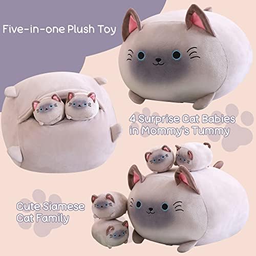 SQEQE Siamese Cat Plush Set 5 in 1 Stuffed Animal Pillow Kids Toy