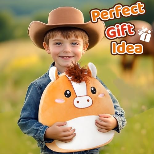 Athionsu 12-Inch Plush Horse Pillow Cuddly Toy