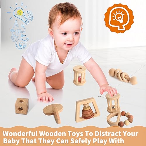 MLYEY Wooden Baby Toy Set 8pcs Montessori Toys for Infants