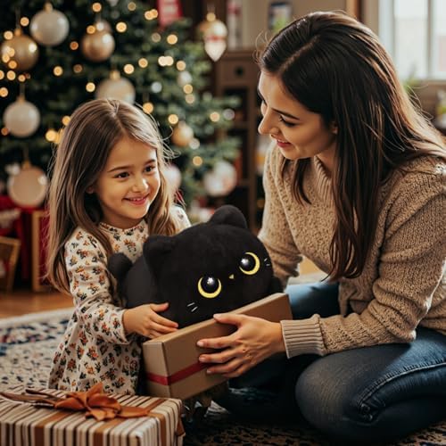 Soft Black Cat Plush Pillow Toy 8 Inch 1