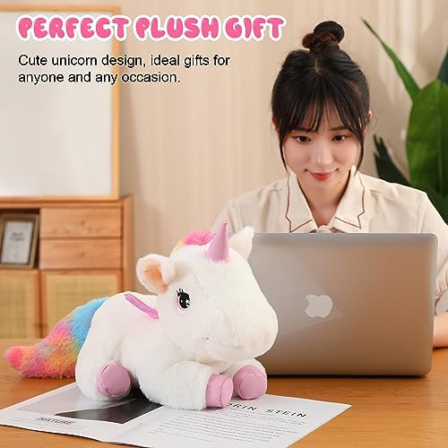 SQEQE Rainbow Unicorn Plush Pillow with 4 Baby Friends