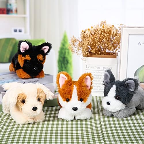 4 Pack 8 Inch Dog Plush Stuffed Animal Pillow Set