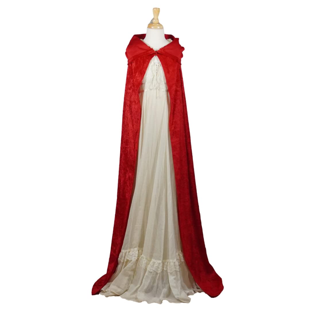 Red Crushed Velvet Hooded Cape - Adult Small
