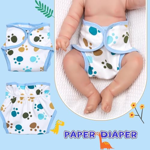 Pedolltree 9 Pcs Reborn Baby Doll Blue Dinosaur Outfit Accessories Set