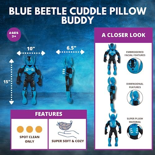 Franco Kids Bedding Plush Cuddle Pillow Blue Beetle