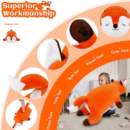 Cute Giant Orange Foxy Plush Pillow