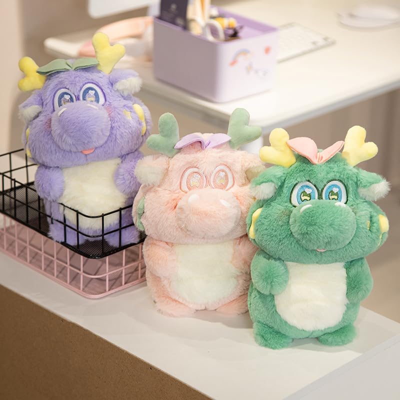 10 Inch Chinese Dragon Plush Pillow Toy for Kids and Lovers Purple