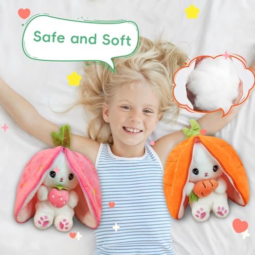 YUMEYA Cuddle Bunny Plush Pillow Reversible Kawaii Toy