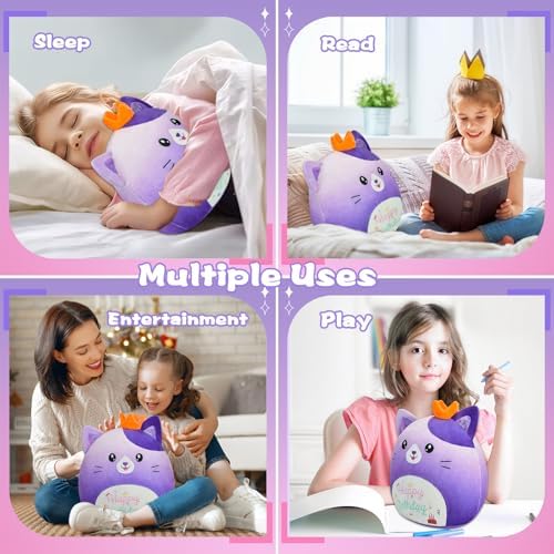 12 Inch Gradient Purple Cat Plush Pillow Toy