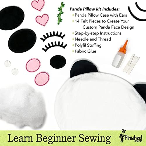 Beginner Sewing Kit for Kids 8-12 - Panda Pillow DIY Craft