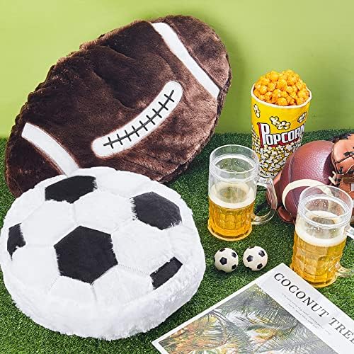 Juexica 4 Pcs Sports Throw Pillows Plush Soccer Basketball Baseball Football Cushion