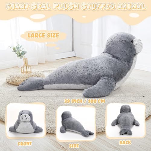 39 Inch Giant Seal Plush Stuffed Animal Cuddle Toy