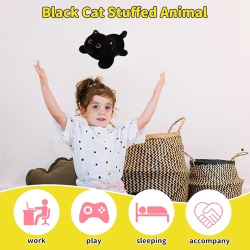 Leokawin Weighted Black Cat Plush Pillow