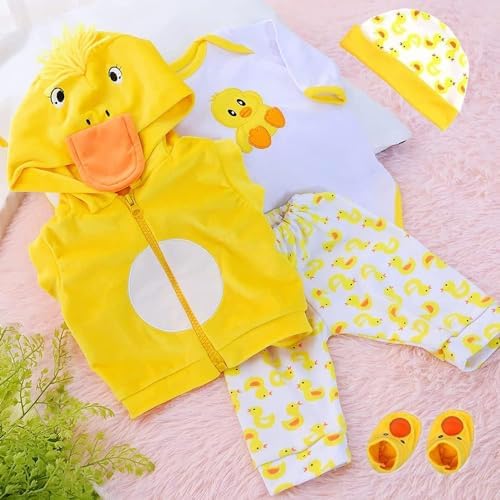 Yellow Duck Reborn Baby Doll Clothes 5pcs Set