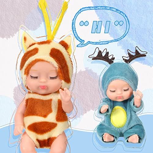 Leitee 6 Pcs 4 Inch Mini Baby Dolls with Animal Clothes