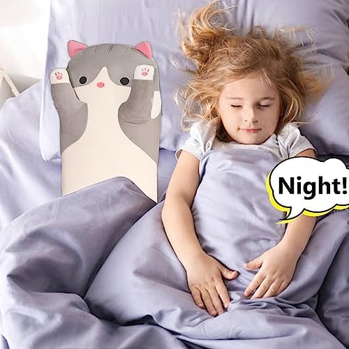 Werdast Grey Cat Plush Pillow for Relaxation
