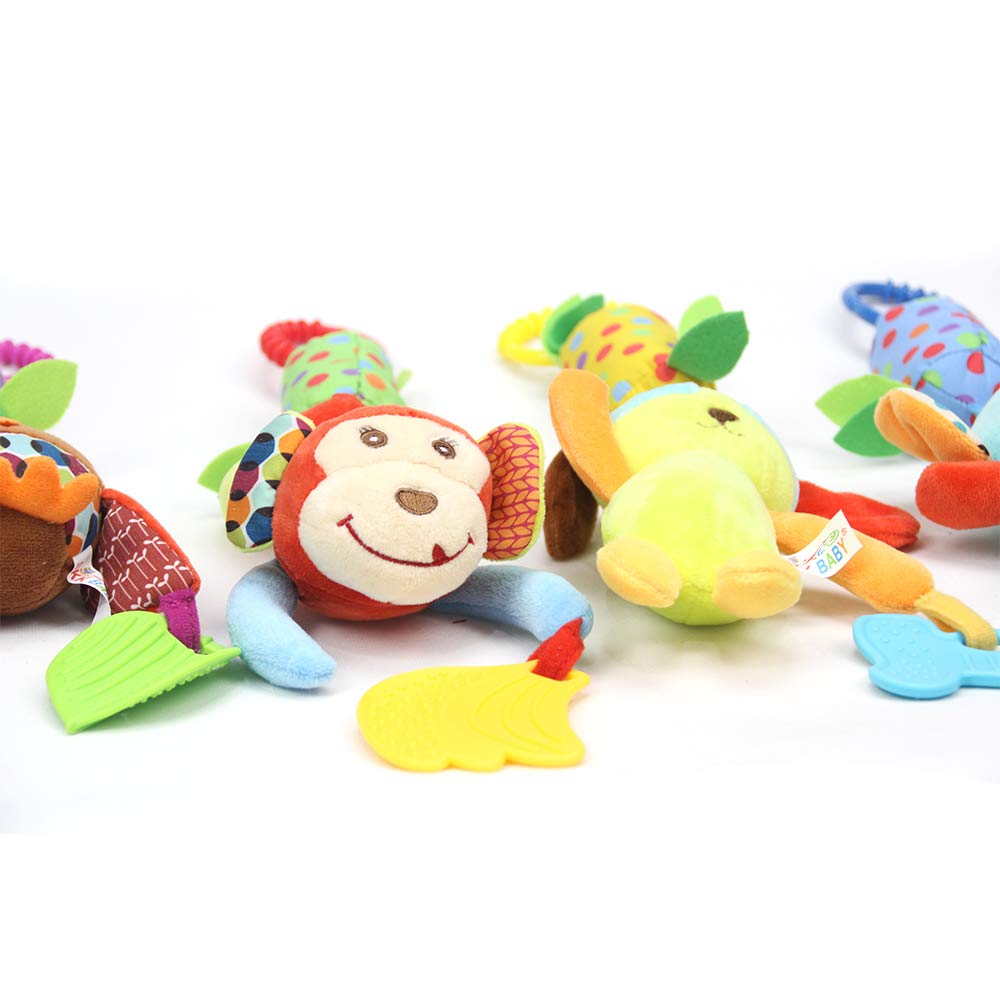 Joyshare 4PCS Baby Hanging Rattle Toy with Crinkle Sound