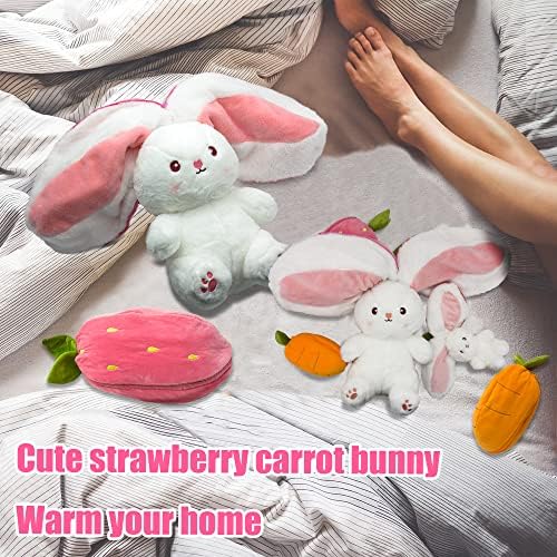 YOUBLEK Reversible Cuddle Bunny Plush Pillow with Zipper