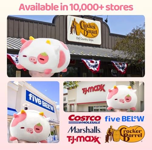 Strawberry Cow Plush Pillow - 8 Inch Cute Stuffed Animal