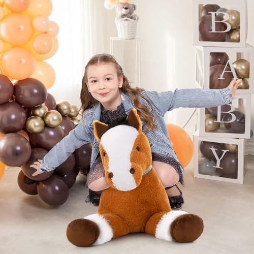 MaoGoLan 33-Inch Brown Plush Horse Pillow Toy