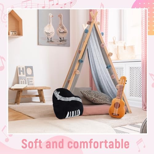Rock Star Plush Pillow Set 2 Pcs Guitar Piano