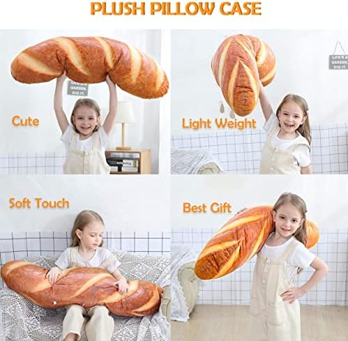 Wepop 40 in 3D Simulation Bread Shape Plush Pillow