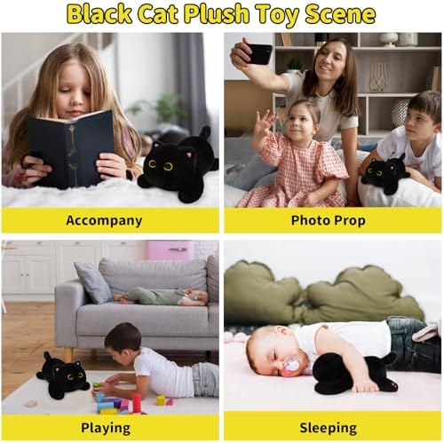 Leokawin Weighted Black Cat Plush Pillow