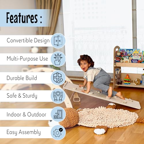 Montessori Wooden Climbing Ramp Ladder Slide in One