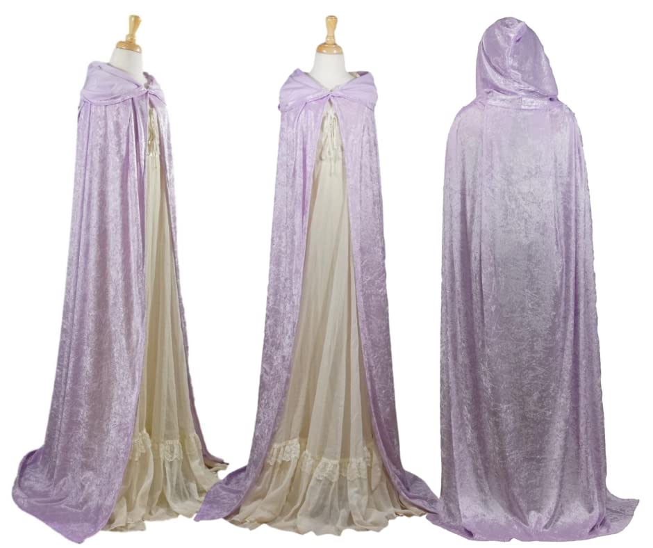 Light Purple Lavender Velvet Hooded Cape for All Sizes 1