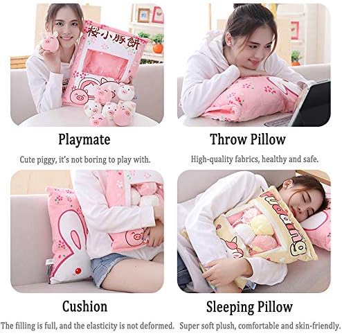 REFAHB Cute Throw Pillow with Fluffy Stuffed Pigs