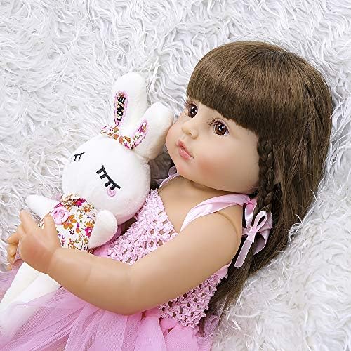 RXDOLL Reborn Baby Doll 22 Inches Waterproof with Pink Dress