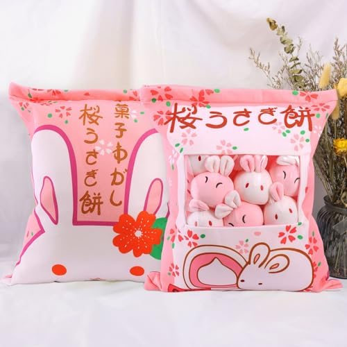 JILPAK Cute Bunny Plush Pillow with 8 Dolls