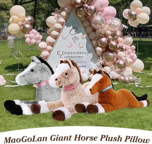 MaoGoLan 33-Inch Brown Plush Horse Pillow Toy