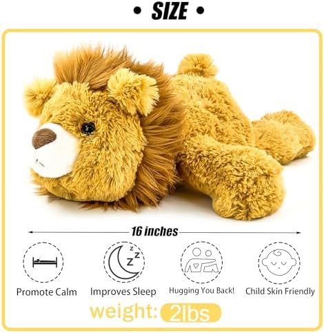 YOUBLEK 16 Weighted Lion Plush Toy for Kids Adults