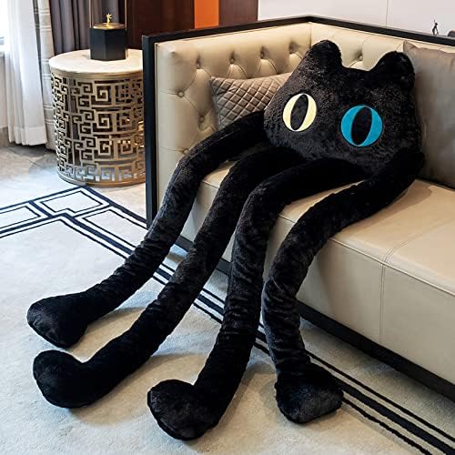 Long Cat Plush Pillow 39 Kawaii Black Cat Stuffed Animal Toy