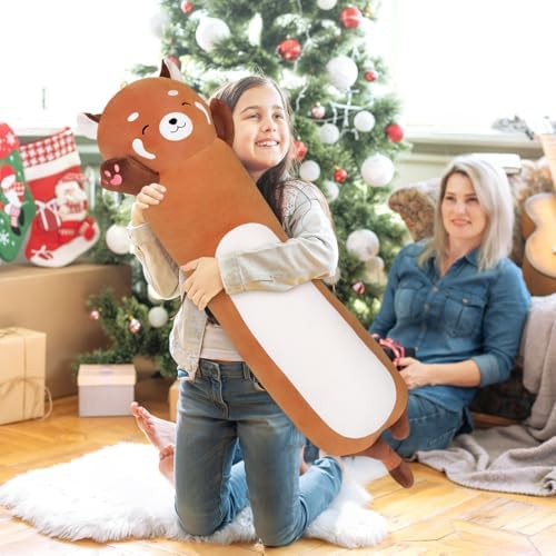 Yeqivo Cute Long Raccoon Plush Pillow Soft Hugging Toy Orange 1968Inch50cm