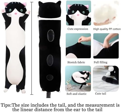 Somao Long Cat Plush Pillow Soft Hugging Pillow for Kids