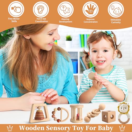 MLYEY 7PCS Wooden Montessori Toy Set for Babies 12-36 Months