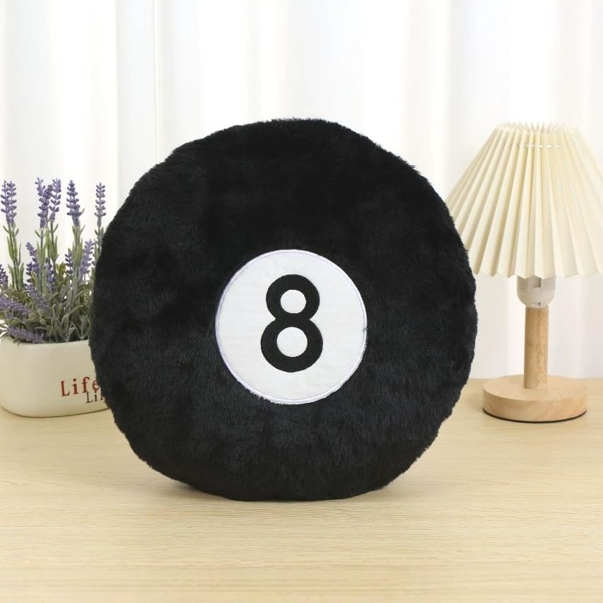 AUCOOMA Billiard Pillow 137 Fluffy 8 Ball Plush Cushion Black