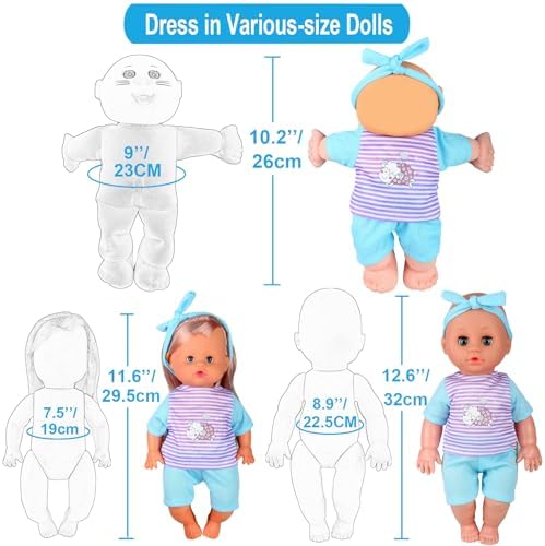 Young Buds 10 Sets Baby Doll Clothes with Schoolbag Cutlery Toys