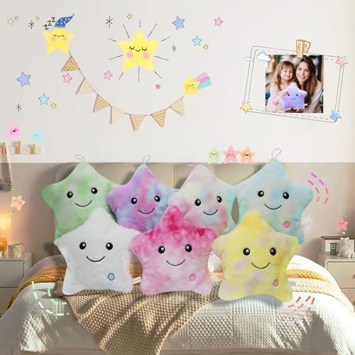 LED Star Pillow for Kids Night Light Plush Decor