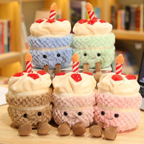 OUKEYI 28cm Birthday Cake Plush Toy - Cute Smile Pillow Stuffed Animal
