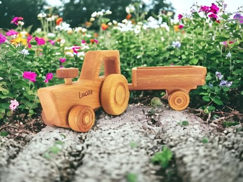 Personalized Wooden Tractor Toy For Boys - Farm Playset