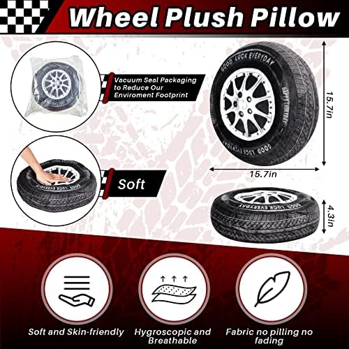 Meooeck 2 Pcs 157 Inch 3D Wheel Plush Pillow