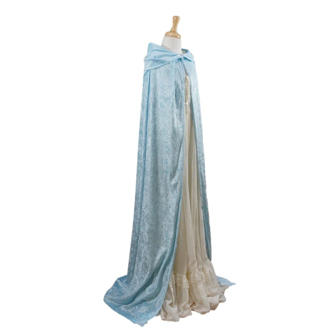 Light Blue Velvet Hooded Cape for All Ages